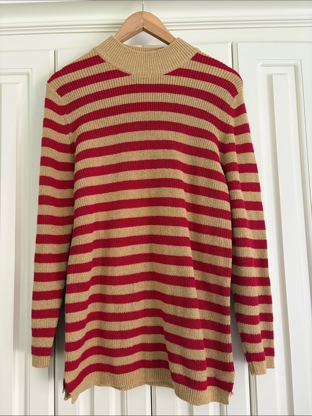 Vintage Bechamel Sparkly Gold Pink Striped Cotton Blend Knit Top Party Festival
